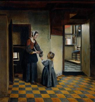 皮特爾 德 衚格 Woman with a Child in a Pantry